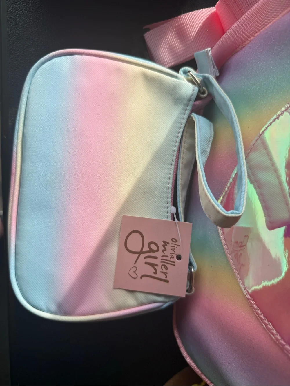 Olivia Miller Pink Pastel Rainbow Heart & Butterfly Crossbody Bag Set